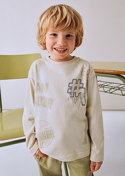 Μπλούζα μακρυμάνικη κολλεγιακή - ΜΠΕΖ 2Y