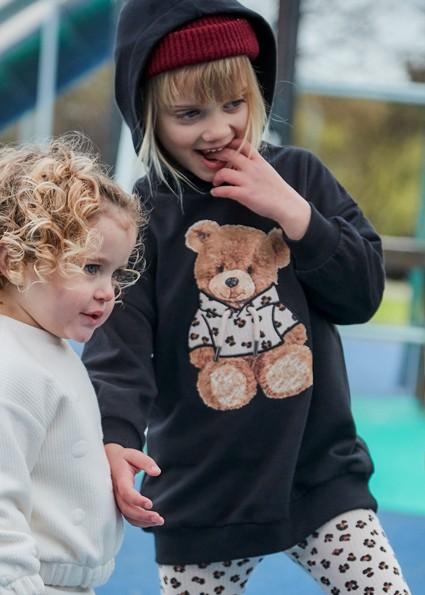 Φόρεμα φούτερ κουκούλα - ΜΑΥΡΟ 4Y