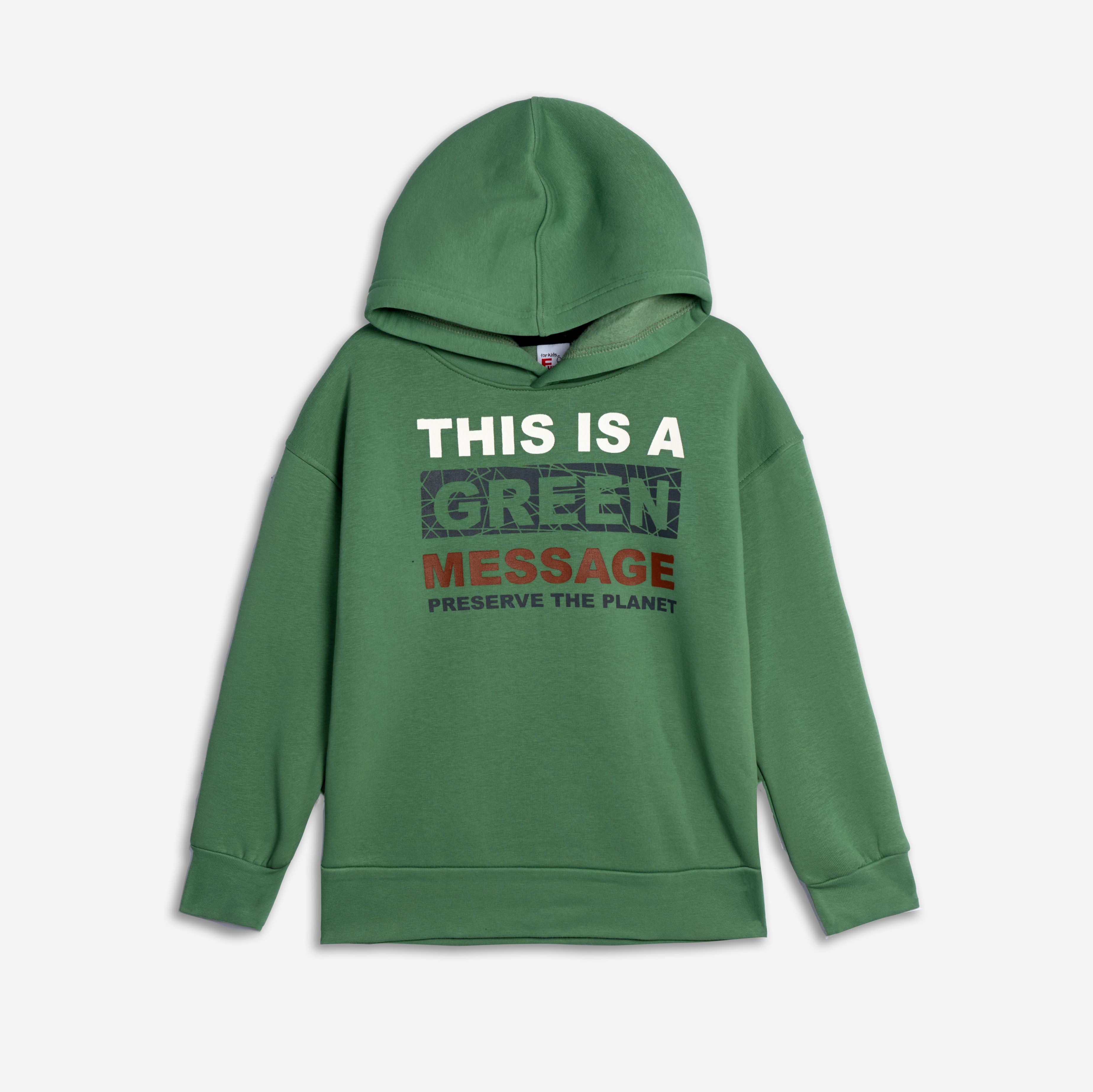 Μπλούζα φούτερ με κουκούλα - ΠΡΑΣΙΝΟ 8Y