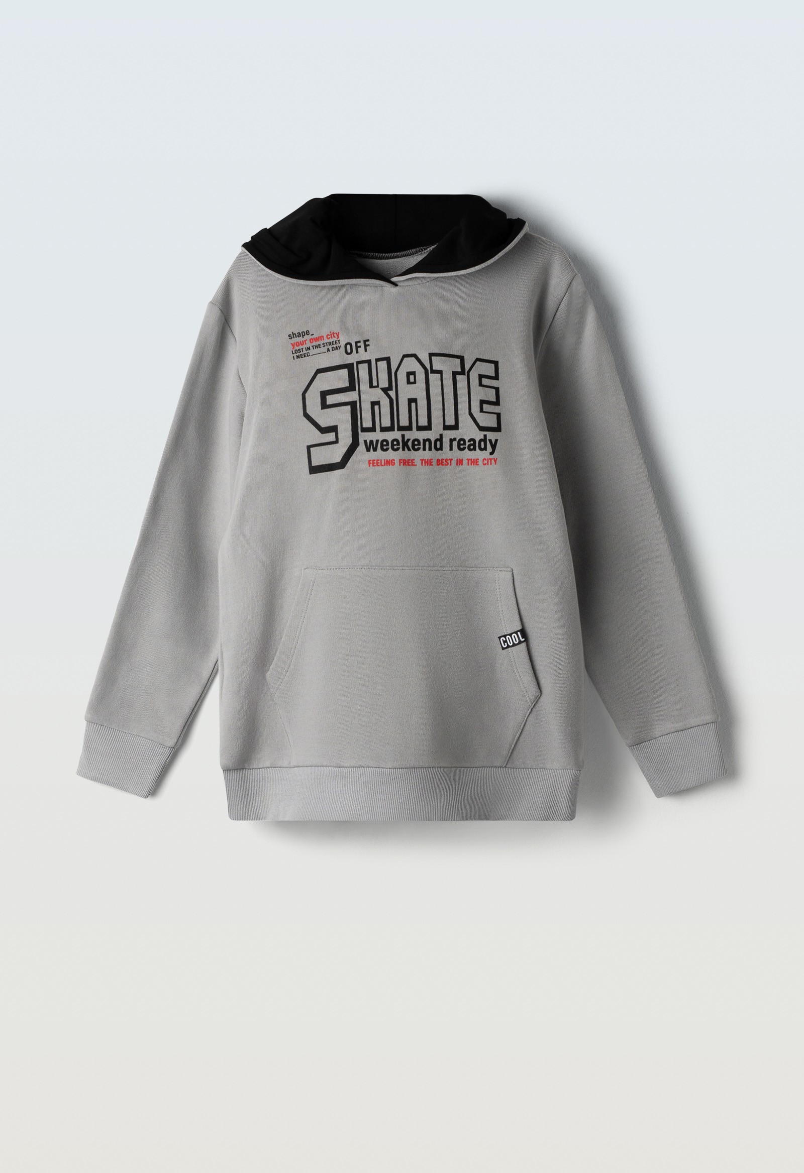 Μπλούζα φούτερ με κουκούλα - ΓΚΡΙ 6Y