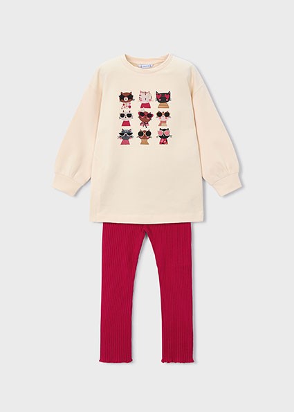 Σετ κολάν φούτερ διάτρητο - ΚΟΚΚΙΝΟ 9Y