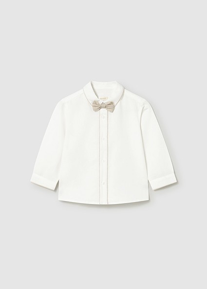 Πουκάμισο μακρυμάνικο αμπιγέ παπιγιόν - ΚΡΕΜ 12M