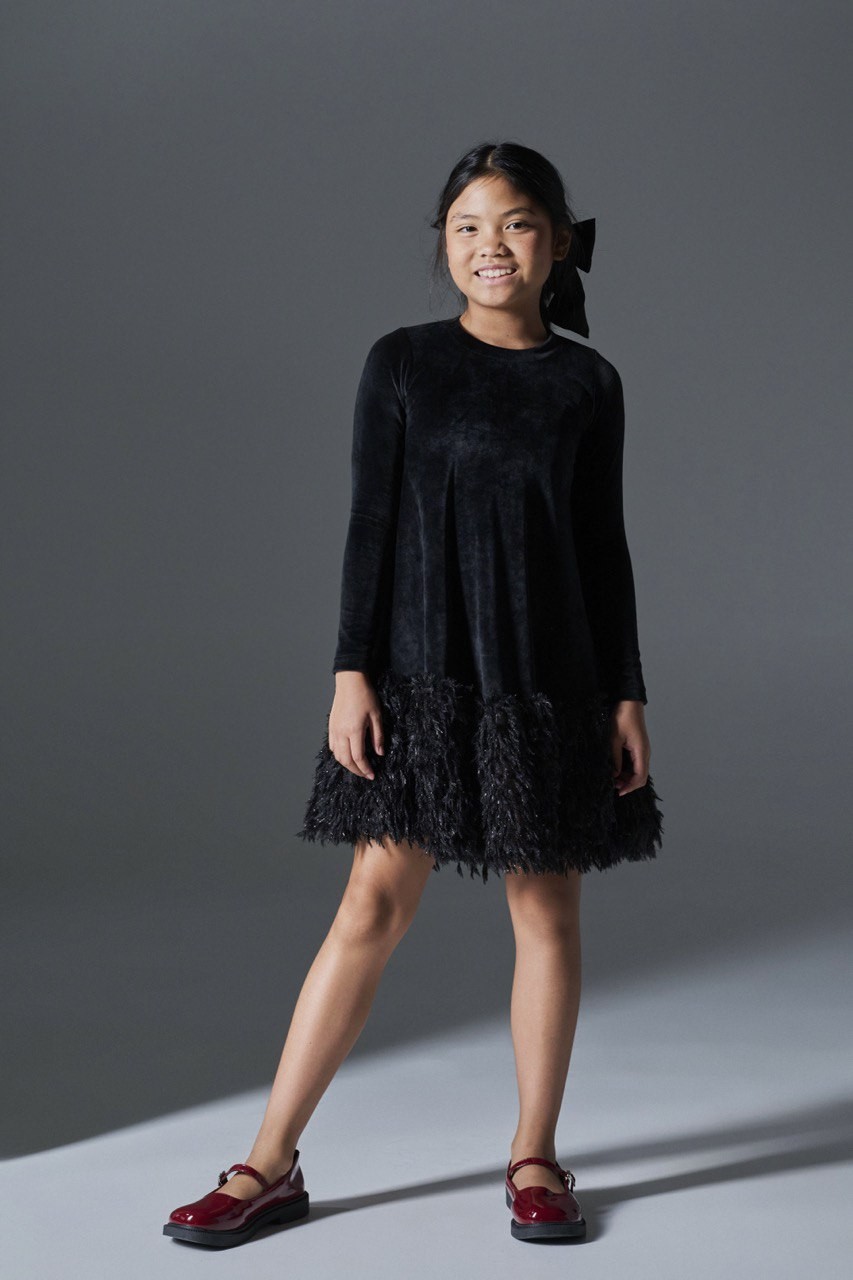 Φόρεμα βελούδο - ΜΑΥΡΟ 8Y