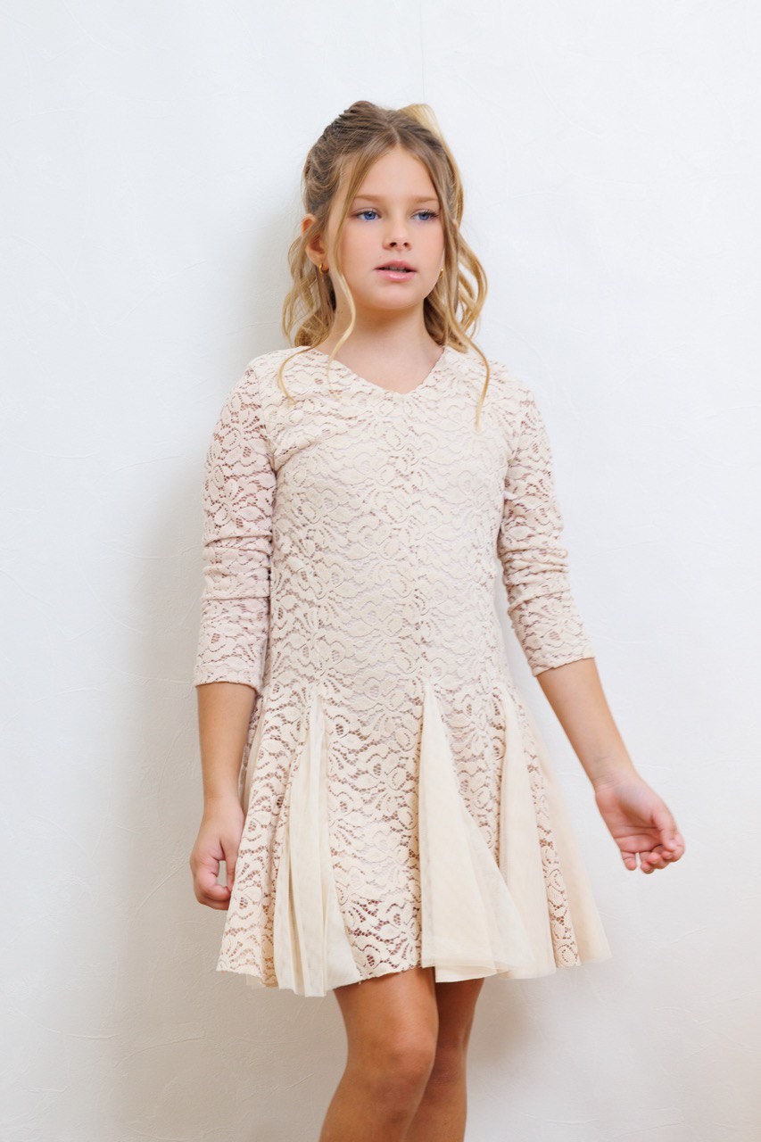 Φόρεμα δαντέλα - ΕΚΡΟΥ 5/6Y