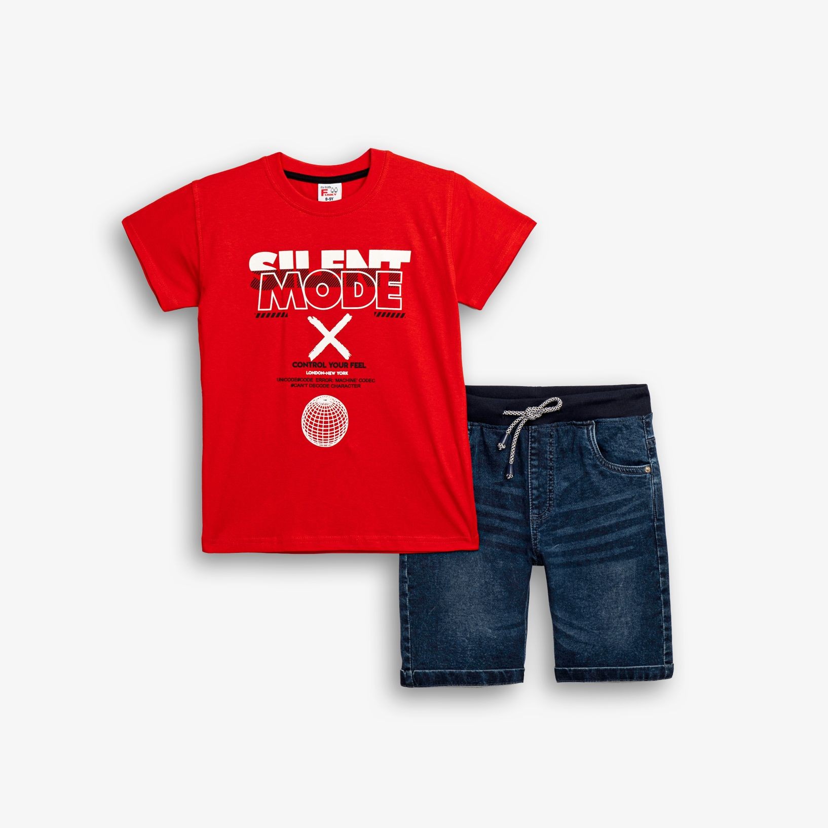 Σετ φούτερ τζιν βερμούδα - ΚΟΚΚΙΝΟ 16Y