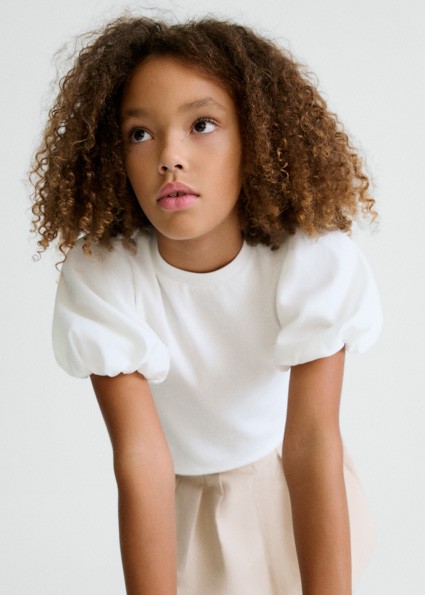 Μπλούζα κοντομάνικη κανάλε - ΕΚΡΟΥ 16Y