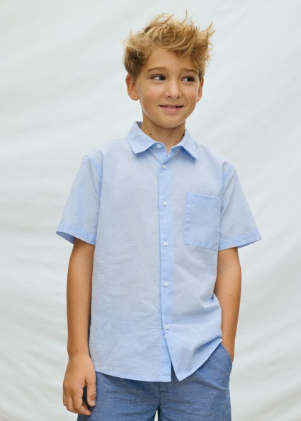 Πουκάμισο κοντομάνικο γιακάς - ΓΑΛΑΖΙΟ 8Y
