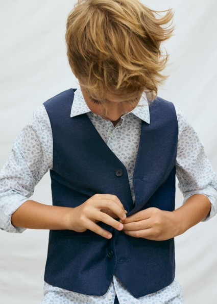 Γιλέκο λινό suiting - ΜΠΛΕ 8Y