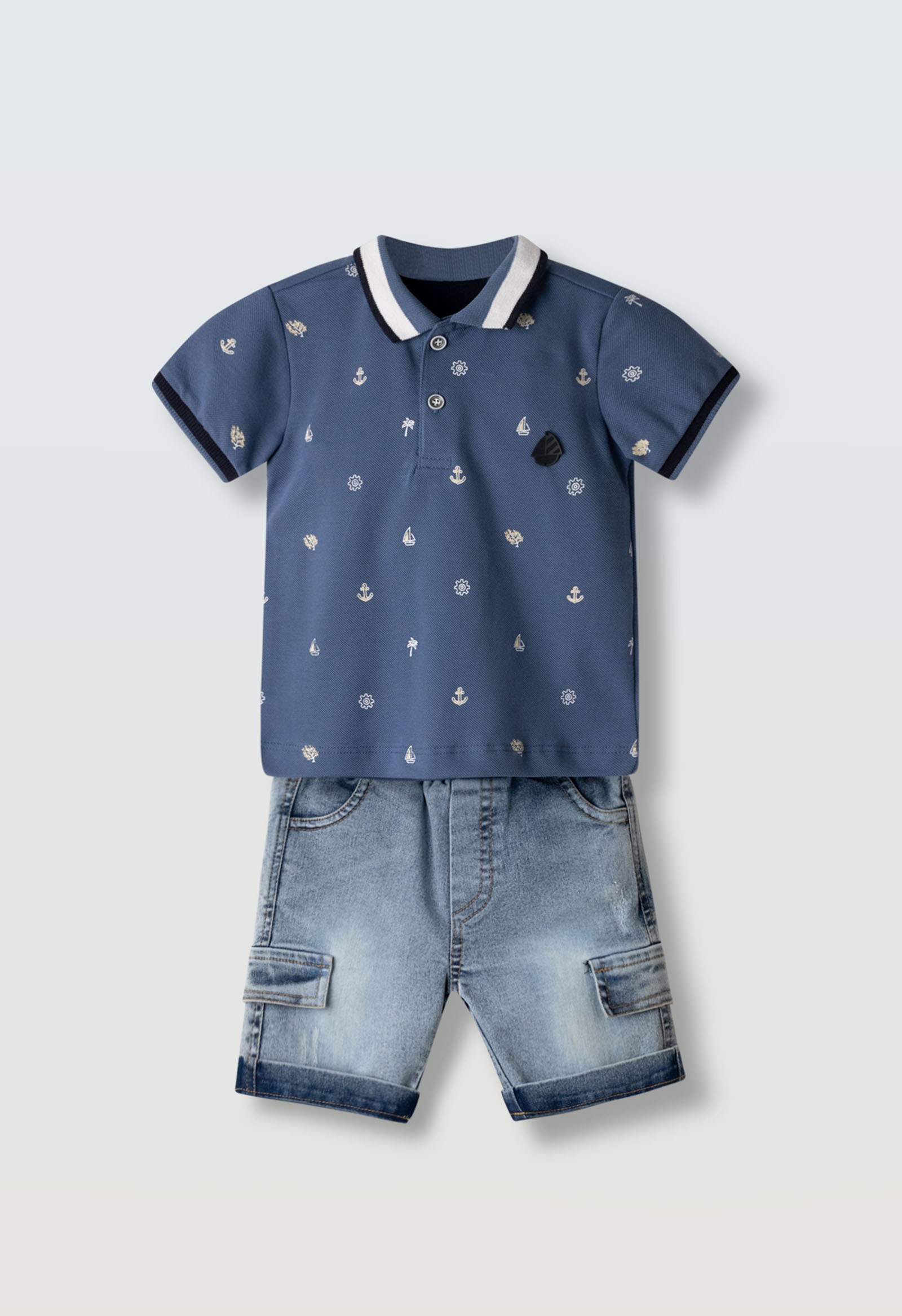 Σετ βερμούδα τζιν πόλο μπλούζα - ΡΑΦ 9M