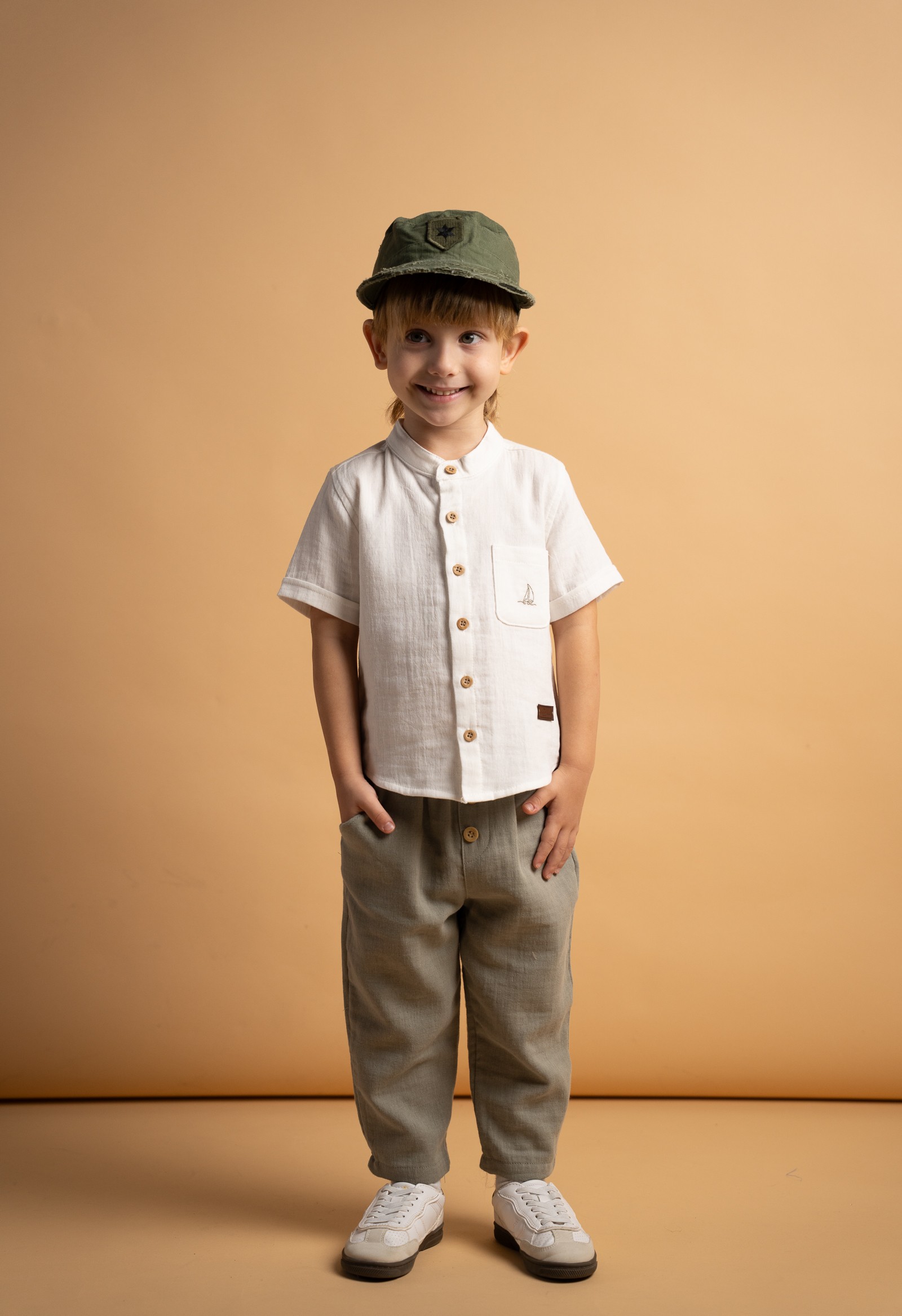 Σετ παντελόνι πουκάμισο μαο γιακάς - ΕΚΡΟΥ 5Y