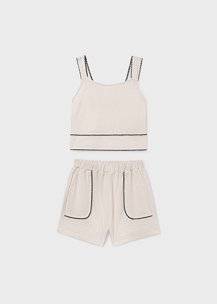Σετ σορτς  πλέξη κοχύλι - ΜΠΕΖ 8Y