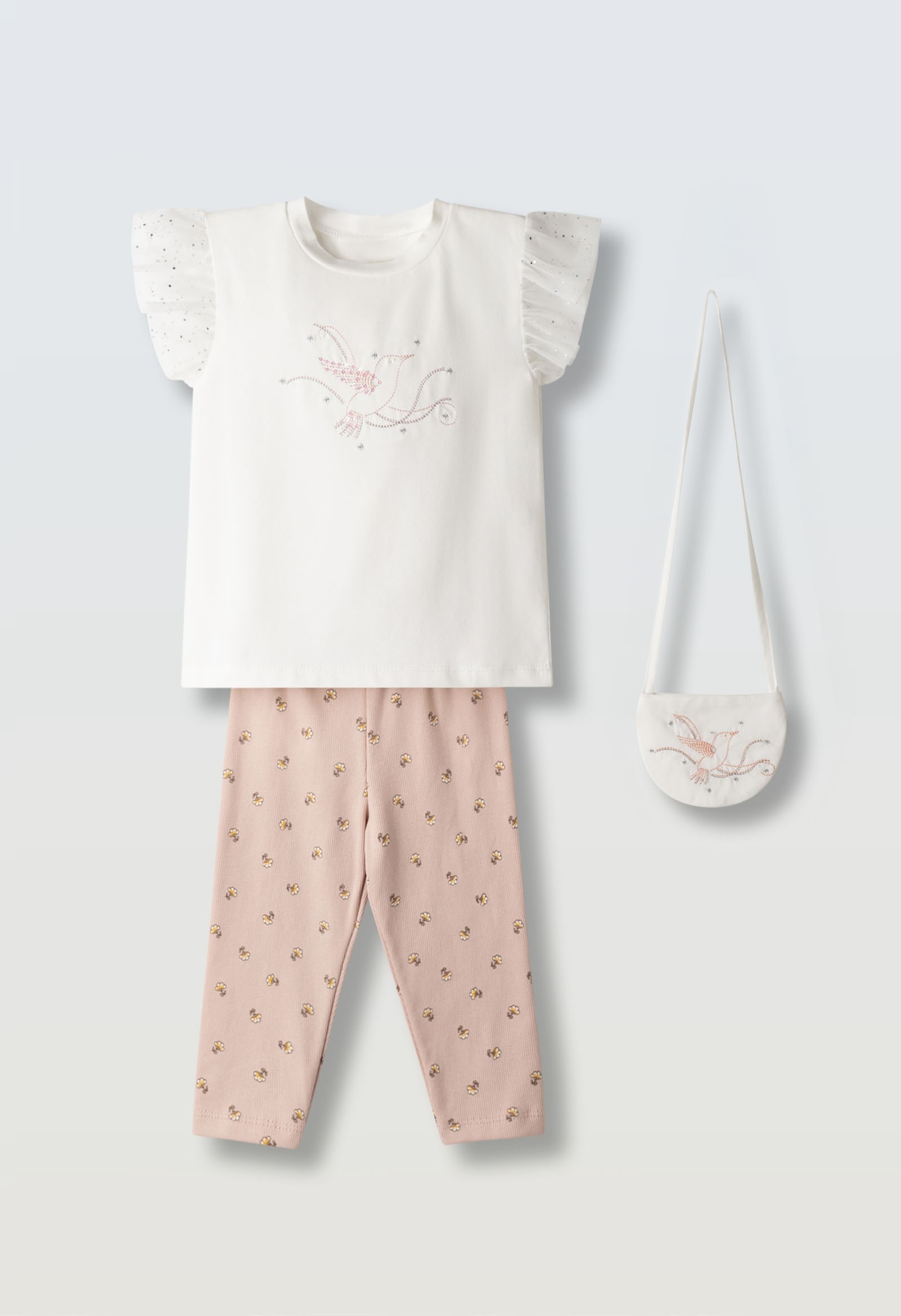 Σετ κολάν με τσαντάκι - ΕΚΡΟΥ 6Y