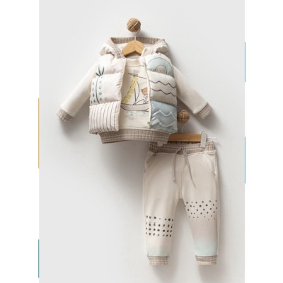 Σετ 3τμχ. με γιλέκο - ΕΚΡΟΥ 12M