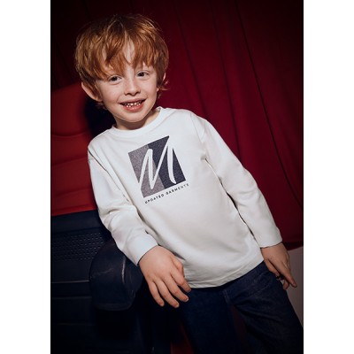 Long sleeve applique blouse - CREAM 5Y