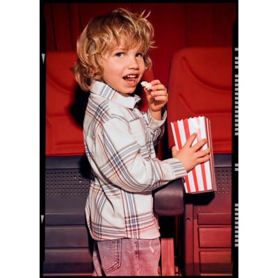 Πουκάμισο μακρυμάνικο καρό - ΜΠΕΖ 4Y