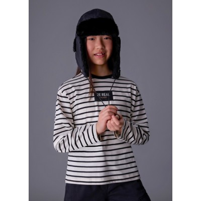 Μπλούζα μακρυμάνικη ριγέ overs - ΜΑΥΡΟ 10Y