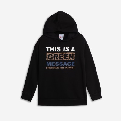 Μπλούζα φούτερ με κουκούλα - ΜΑΥΡΟ 14Y