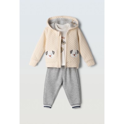 Σετ φόρμα με ζακέτα 3τμχ. - ΕΚΡΟΥ 12M