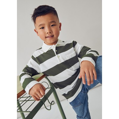 Striped long sleeve polo shirt - OIL 8Y