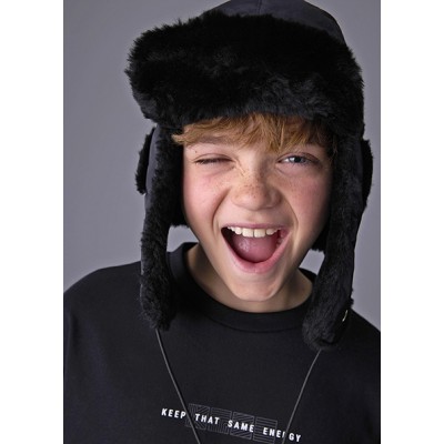 Short-sleeved blouse with embossed print - BLACK 12Y