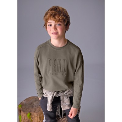 Long sleeve blouse with applique embroidery - GREY 12Y