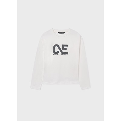 Long sleeve applique blouse - CREAM 18Y