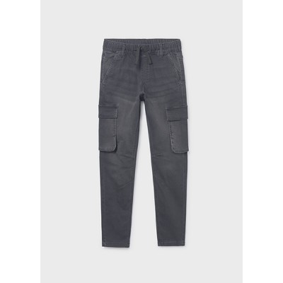 Soft denim jogger pants - BLACK 12Y