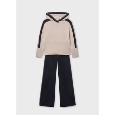 Σετ παντελόνι πλεκτό κουκούλα - ΜΑΥΡΟ 10Y