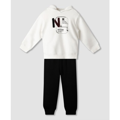 Σετ φόρμα φούτερ με κουκούλα - ΕΚΡΟΥ 10Y