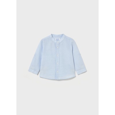 Πουκάμισο μακρυμάνικο λινό γιακάς μάο - ΓΑΛΑΖΙΟ 3Y