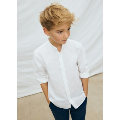 Πουκάμισο μακρυμάνικο γιακάς μαο - ΛΕΥΚΟ 16Y