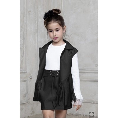 Φούστα με κρόσια - ΜΑΥΡΟ 11/12Y