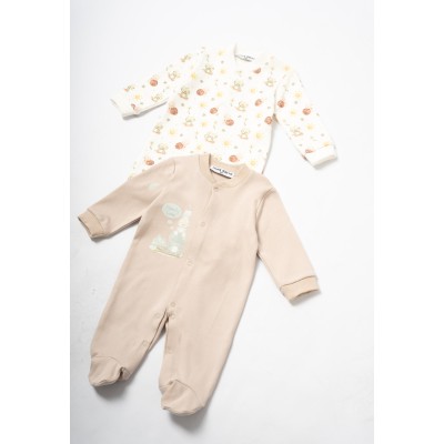 Ολόσωμο φορμάκι σετ 2τμχ. - ΕΚΡΟΥ 6/9M