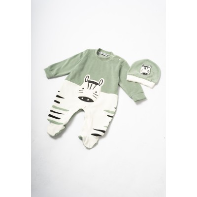 Velvet onesie - GREEN 0/3M