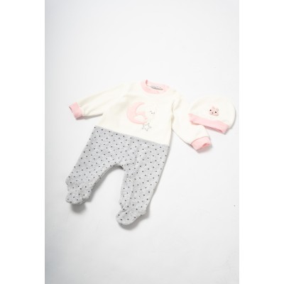 Ολόσωμο φορμάκι βελούδινο - ΓΚΡΙ 3/6M