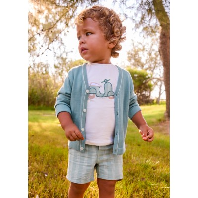 Σετ βερμούδα λινή απλικέ - ΠΕΤΡΟΛ 12M