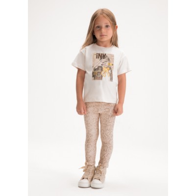 Printed leggings set - BEIGE 2Y