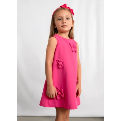 Φόρεμα κρεπ λουλούδια - ΚΟΚΚΙΝΟ 7Y