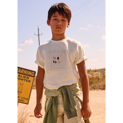 Μπλούζα κοντομάνικη ανάγλυφη επίσημη - ΚΡΕΜ 8Y