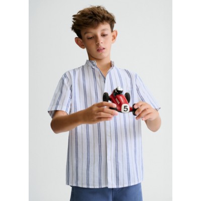 Πουκάμισο κοντομάνικο γιακάς μαο - ΜΠΛΕ 10Y