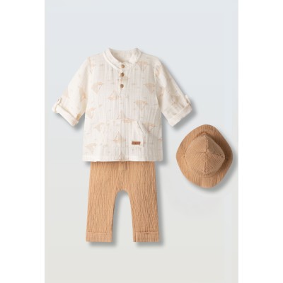 Σετ βερμούδα πουκάμισο 3τμχ. - ΧAKI 4Y