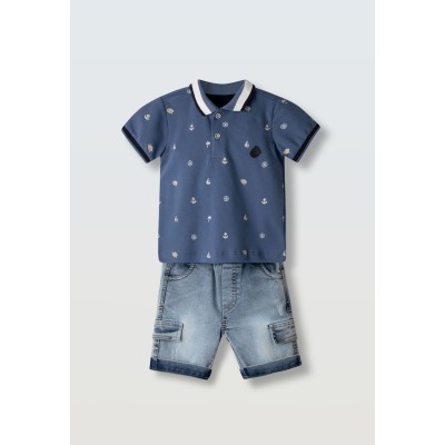 Σετ βερμούδα τζιν πόλο μπλούζα - ΡΑΦ 9M