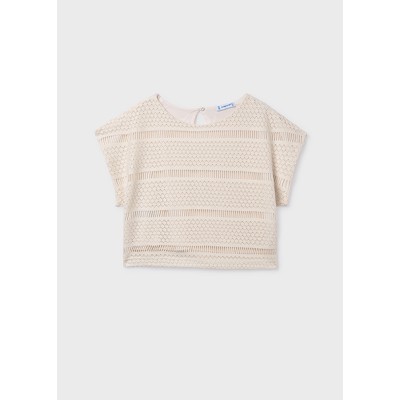 Imitation crochet top - BEIGE 18Y