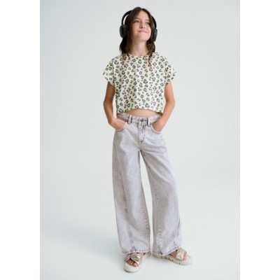 Παντελόνι μακρύ τζιν wide leg - ΓΚΡΙ 18Y