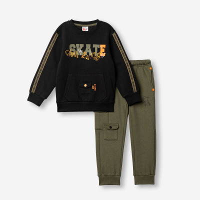 Sweatshirt tracksuit set - BLACK 5Y
