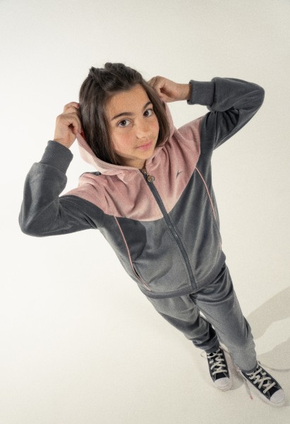 Σετ φόρμα βελούδινη με ζακέτα - ΓΚΡΙ 14Y