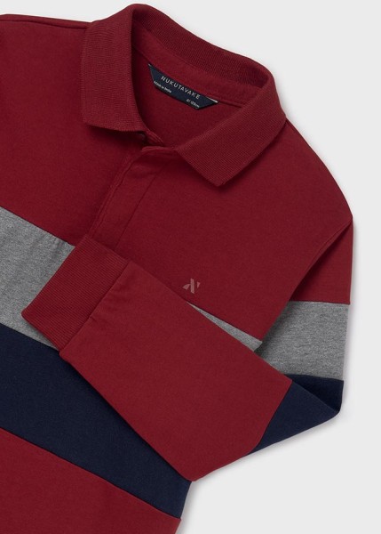 Πολο μακρυμάνικο συνδυασμένο - ΚΟΚΚΙΝΟ 10Y