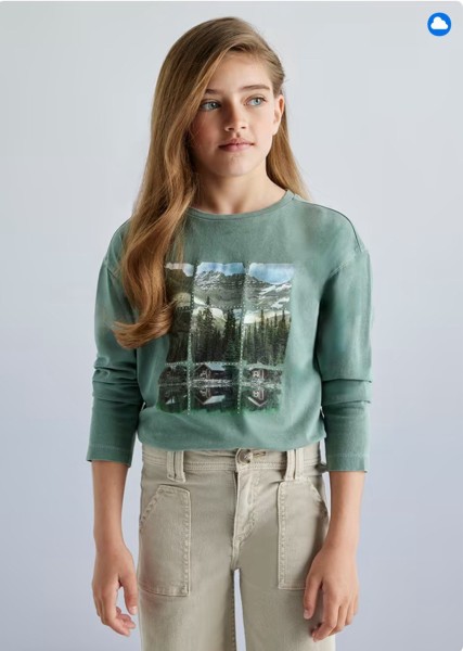 Μπλούζα μακρυμάνικη βαμμένη - ΠΡΑΣΙΝΟ 10Y