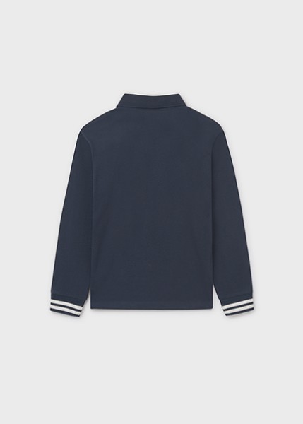 Πόλο μακρυμάνικο κοντραστ - ΝΑΥΤΙΚΟ ΜΠΛΕ 18Y