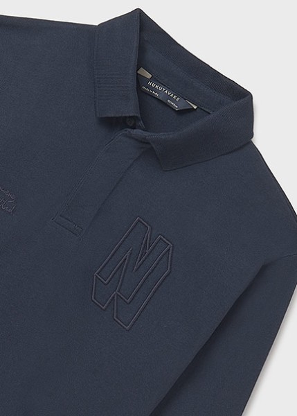 Πόλο μακρυμάνικο κοντραστ - ΝΑΥΤΙΚΟ ΜΠΛΕ 18Y